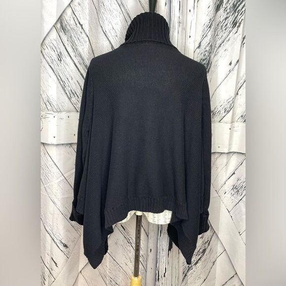 DKNY Turtleneck Sweater Oversized Asymmetric Poncho M/L - Picture 4 of 6